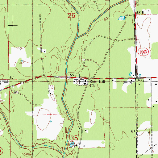 Topographic Map of Zion Hill Cemetery, LA