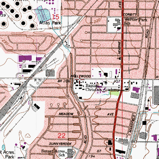 Topographic Map of Baptist Tabernacle, LA