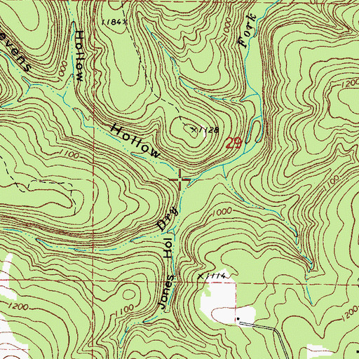 Topographic Map of Stevens Hollow, AR