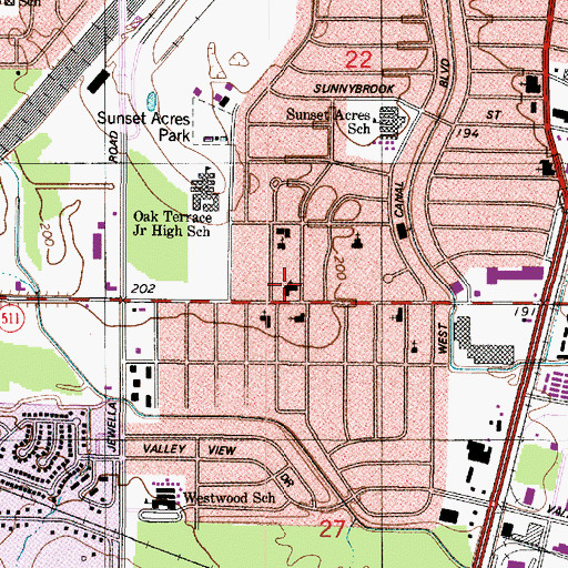 Topographic Map of Bible Baptist Church, LA