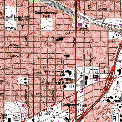 Topographic Map of Bright Star Baptist Church of Queensboro, LA