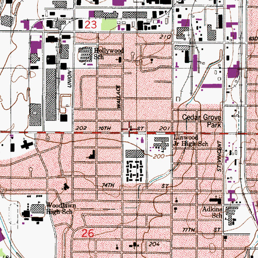 Topographic Map of Cedar Grove Church of Christ, LA