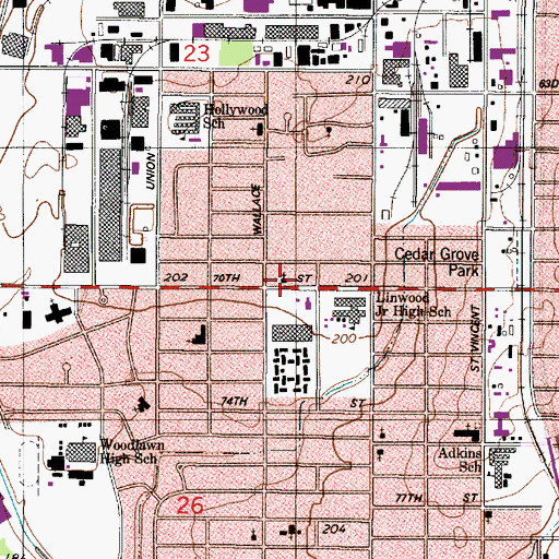 Topographic Map of Cedar Grove Church of Christ, LA