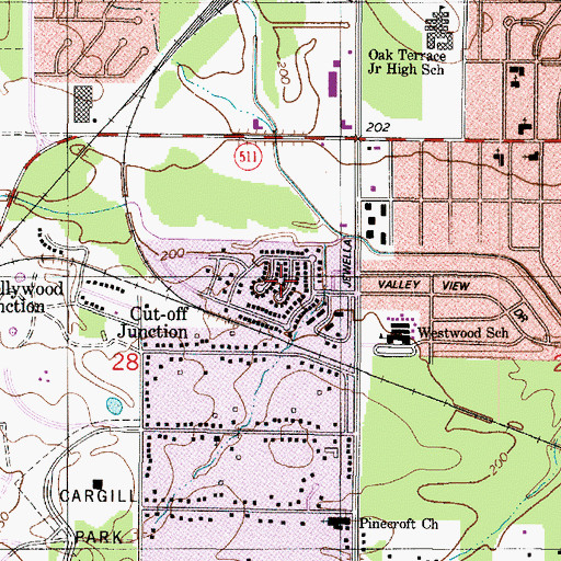 Topographic Map of Chateau Village, LA