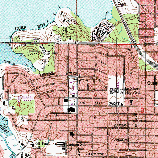Topographic Map of Church of Christ, LA