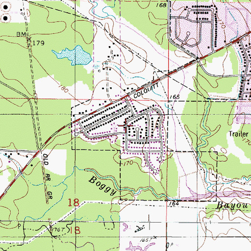 Topographic Map of Colquitt Estates, LA