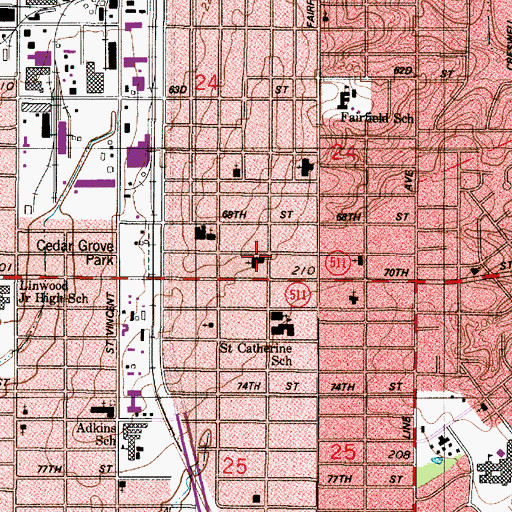 Topographic Map of First Baptist Church of Cedar Grove, LA