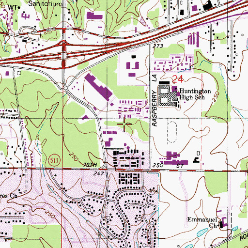 Topographic Map of Five Oaks, LA