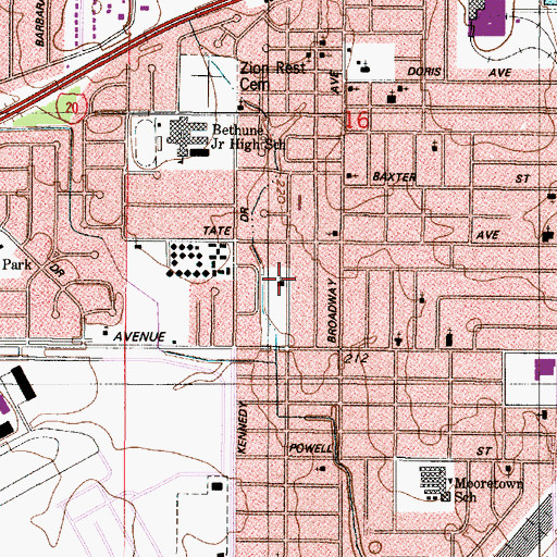 Topographic Map of Greater Friendship Baptist Church, LA