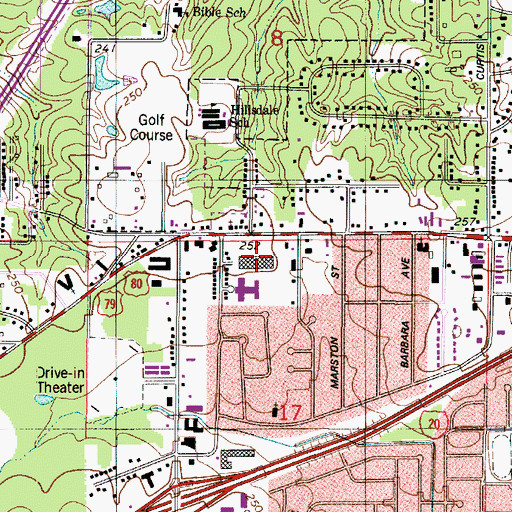 Topographic Map of Greenwood Plaza Shopping Center, LA