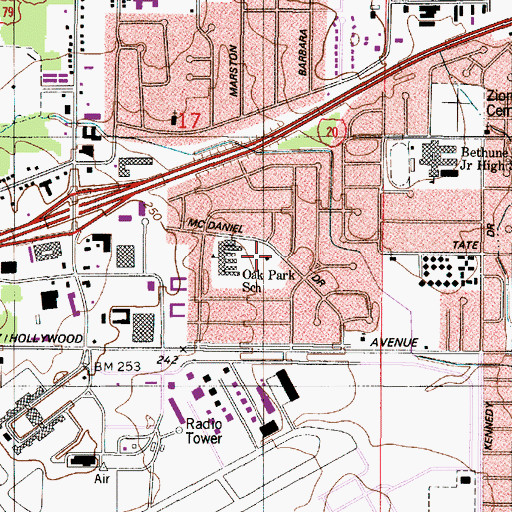 Topographic Map of Hollywood Heights Park, LA