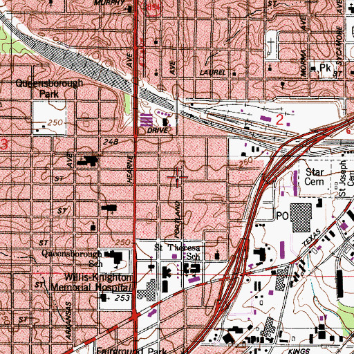 Topographic Map of Jewell Street Baptist Church, LA