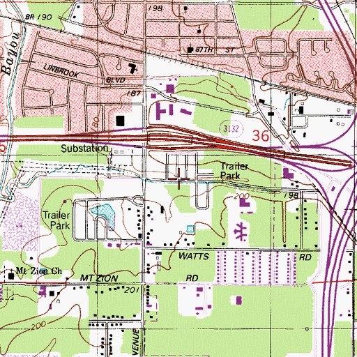 Topographic Map of Lakewood Village Mobile Home Park, LA