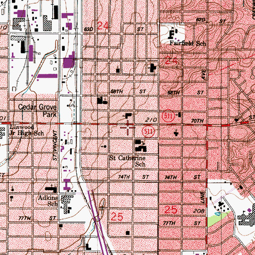 Topographic Map of Mary Magdalene Baptist Church, LA