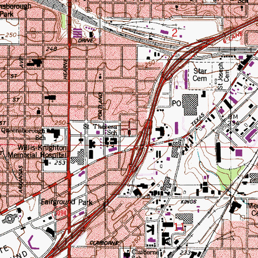 Topographic Map of Midway Baptist Church Number 1, LA