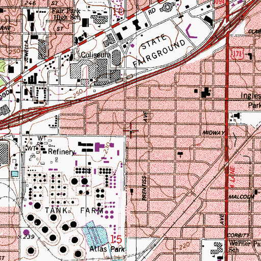 Topographic Map of Midway Church of Christ, LA