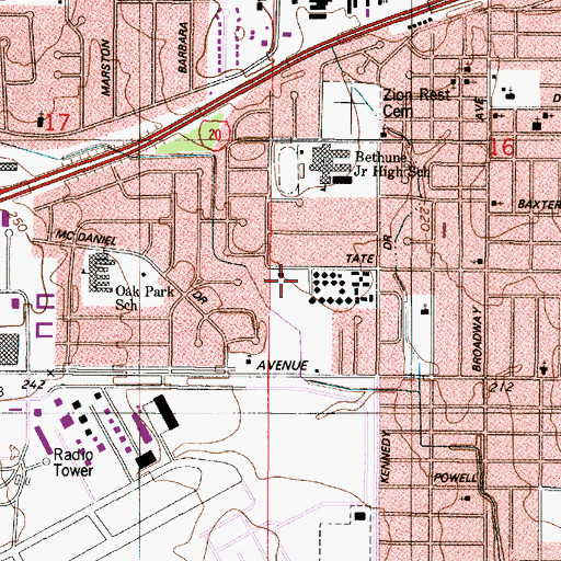 Topographic Map of Mooretown Park, LA