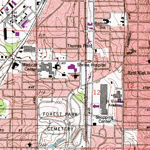 Topographic Map of Parkview Baptist Church, LA