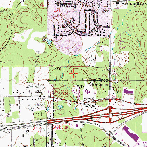 Topographic Map of Pineland Place, LA