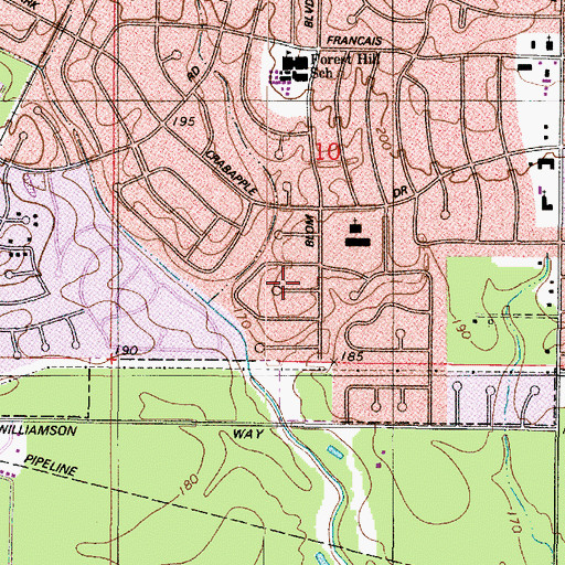 Topographic Map of Ridgewood, LA