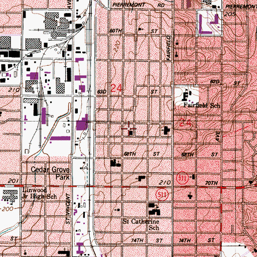 Topographic Map of Saint Davis Missionary Baptist Church, LA
