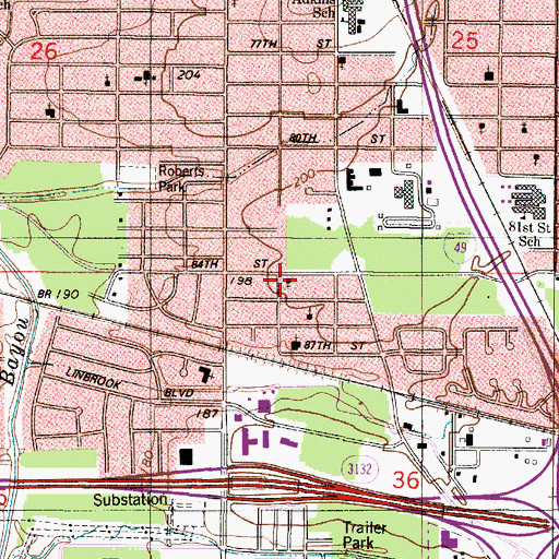 Topographic Map of Shady Grove Baptist Church, LA