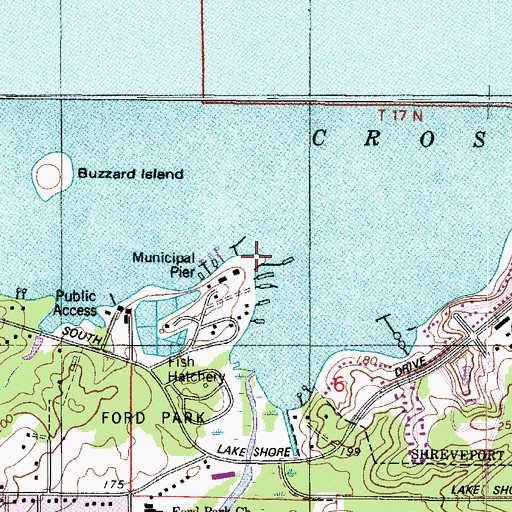 Topographic Map of Shreveport Yacht Club, LA