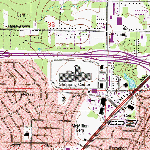 Topographic Map of South Park Mall Shopping Center, LA