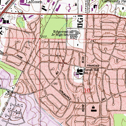 Topographic Map of Southern Hills, LA