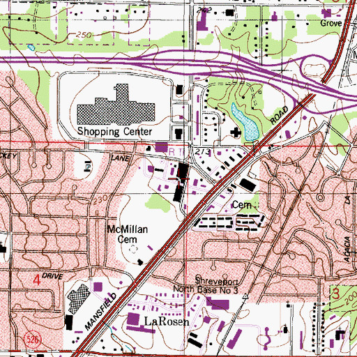 Topographic Map of Southside Village Shopping Center, LA