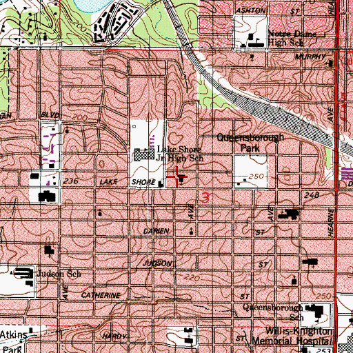Topographic Map of Sunrise Baptist Church, LA