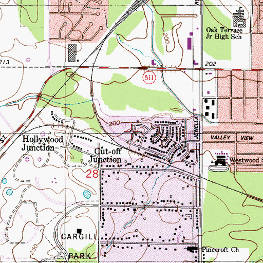 Topographic Map of The Meadows, LA