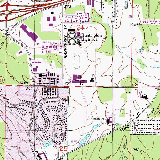 Topographic Map of Turner Elementary and Middle School, LA
