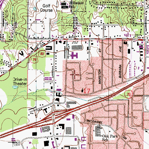Topographic Map of Westwood Park, LA