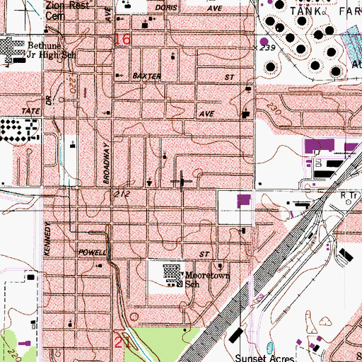 Topographic Map of Whites Temple Church of God in Christ, LA