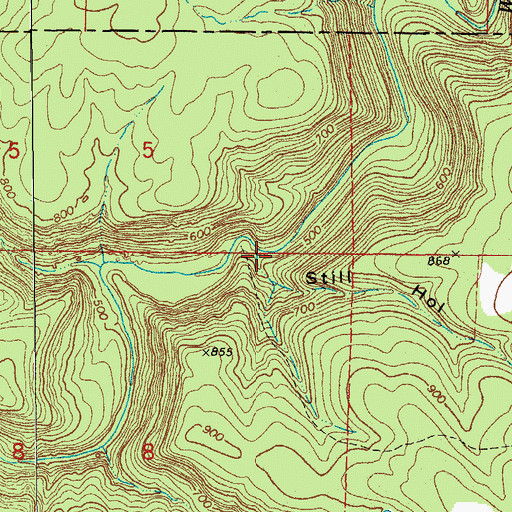 Topographic Map of Still Hollow, AR