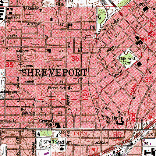 Topographic Map of Allendale Park, LA