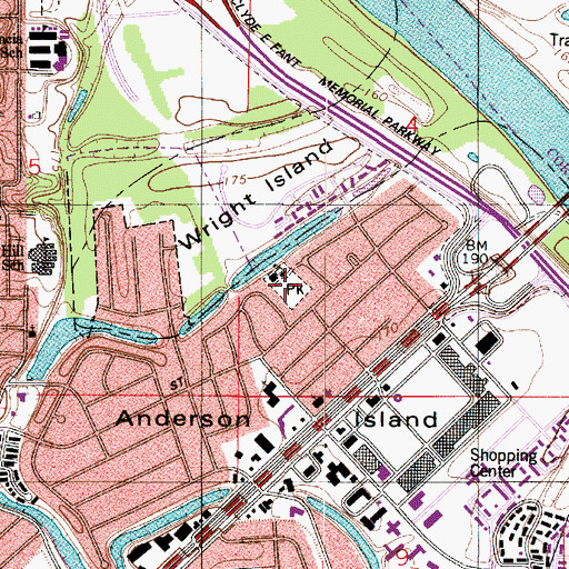 Topographic Map of Anderson Island Park, LA