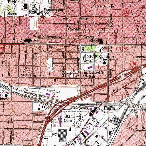 Topographic Map of Andrew Currie Park, LA