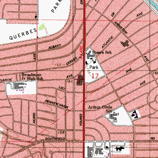 Topographic Map of Broadmoor Baptist Church, LA