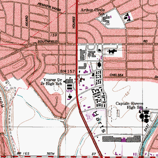 Topographic Map of Broadmoor Christian Church, LA