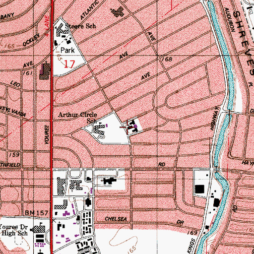 Topographic Map of Broadmoor Presbyterian Church, LA