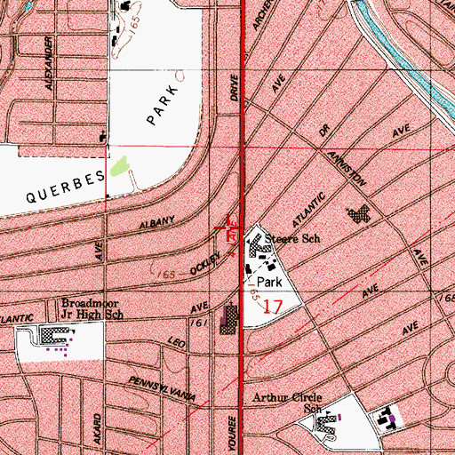 Topographic Map of Broadmoor Shopping Center, LA