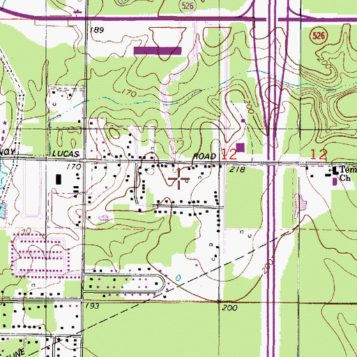 Topographic Map of Brown Park Estates, LA