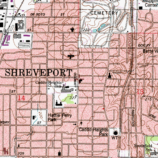 Topographic Map of Caddo Heights United Methodist Church, LA