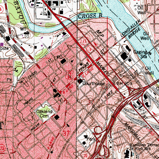Topographic Map of Caddo Parish Courthouse, LA