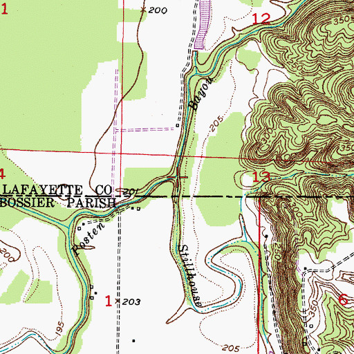 Topographic Map of Stillhouse Bayou, AR
