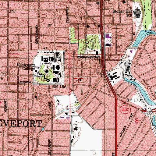Topographic Map of Centenary Pentecostal Church, LA
