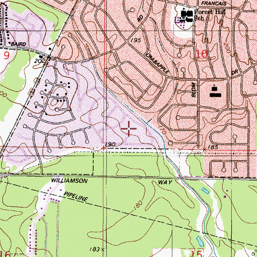 Topographic Map of Chasewood, LA