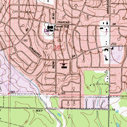 Topographic Map of Christ United Methodist Church, LA